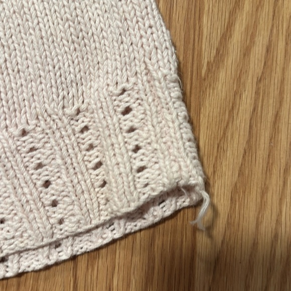 Hand knit pastel pink bunny sweater Easter egg feature 3/4 length sleeves medium - Picture 7 of 9